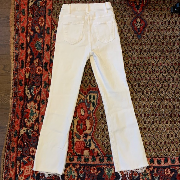 MOTHER Chalk Ivory High Waisted Rascal Ankle Fray Jeans - Picture 3 of 11